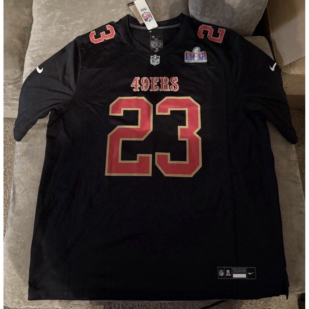 Mens Sz XXL Nike San Francisco 49ers Christian McCaffrey Super Bowl LVIII Jersey